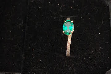 Oval Chatham created emerald ring