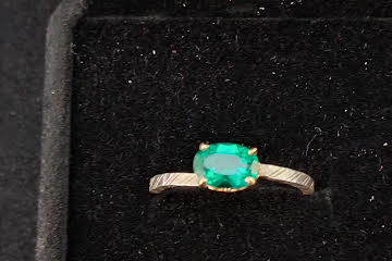 Oval Chatham created emerald ring