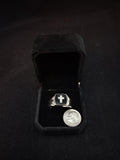Mans Sterling silver black onyx ring with diamond cross