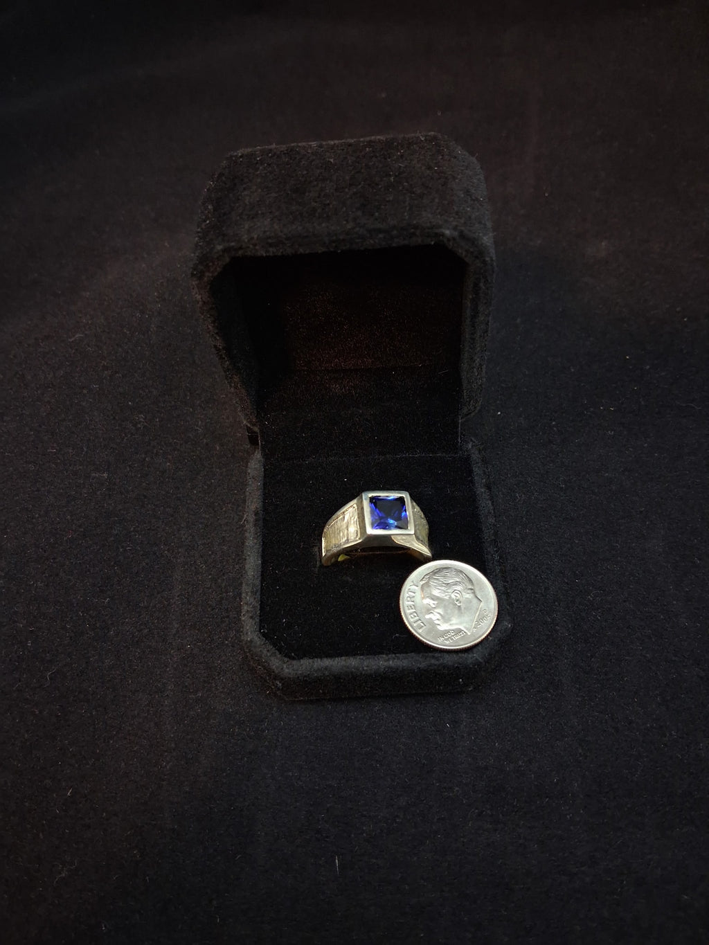 Lab created sapphire sterling silver ring