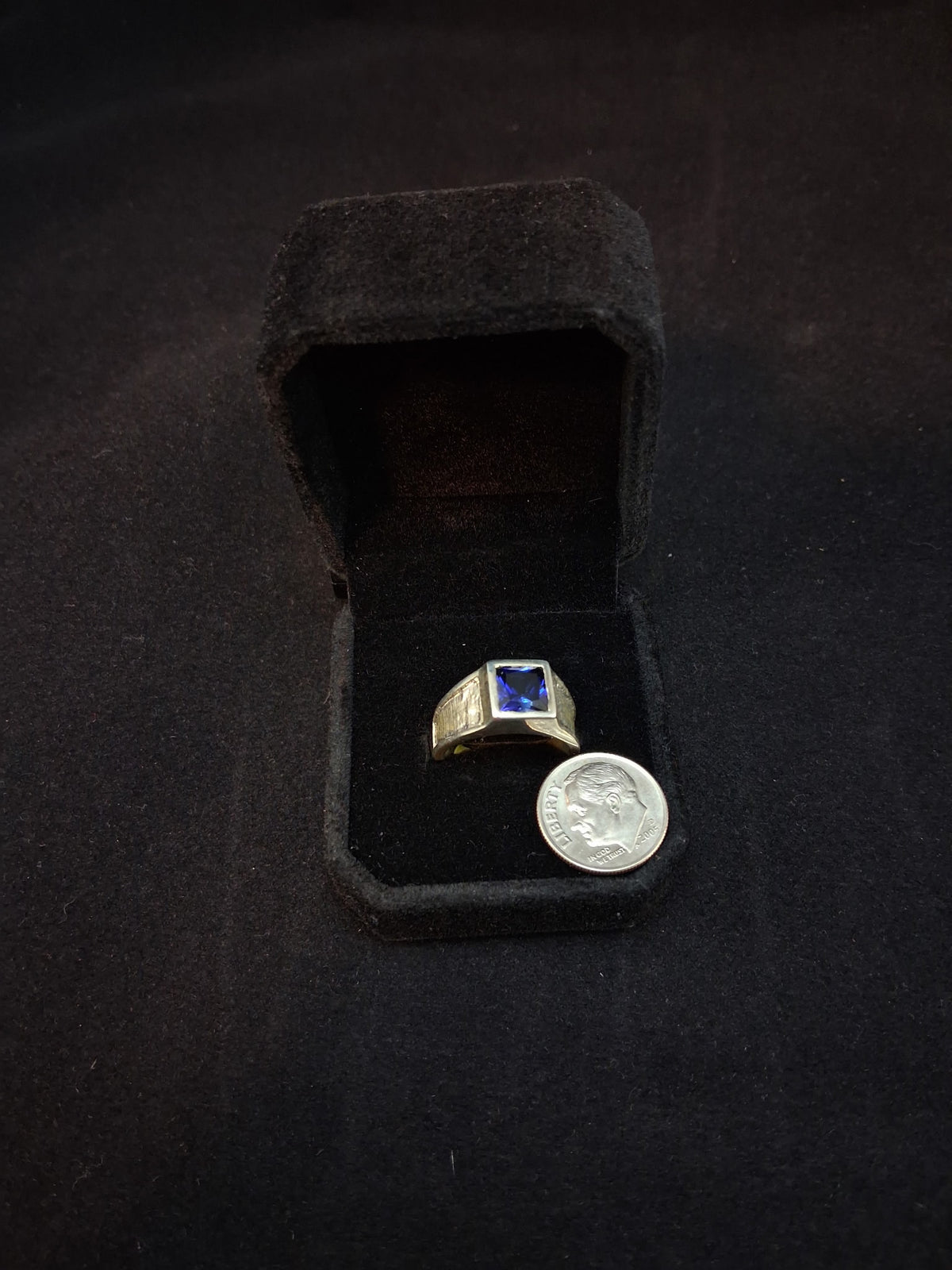 Lab created sapphire sterling silver ring