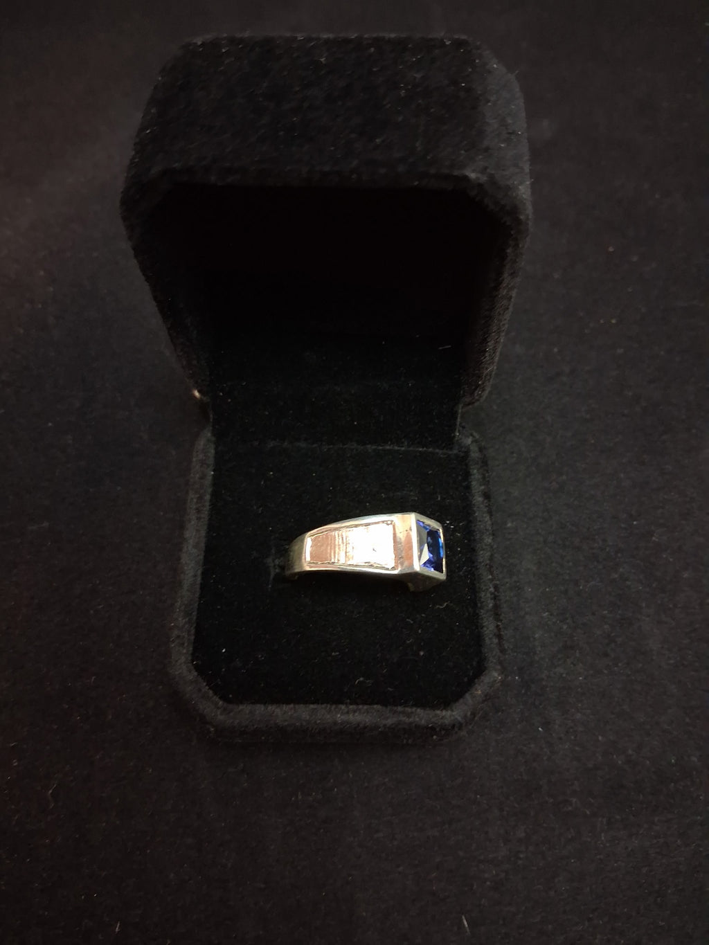 Lab created sapphire sterling silver ring