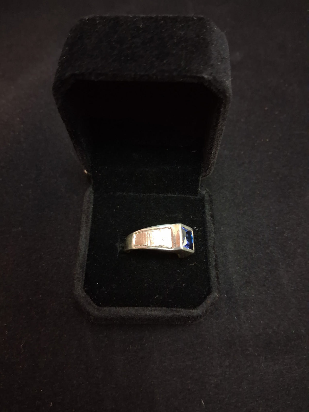 Lab created sapphire sterling silver ring